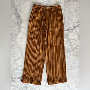 Vince Brown Crinkle Wide-Leg Pants